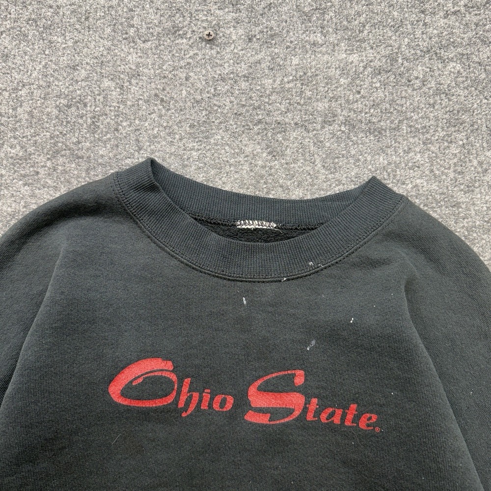 Vintage Ohio State Sweatshirt Men's Made In Usa Black/red 90s Distressed Size L - Picture 2 of 8